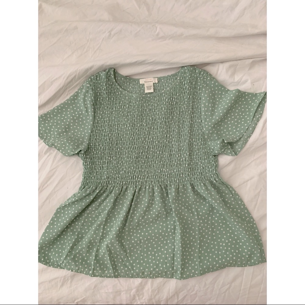 Mint green and white cute blouse!